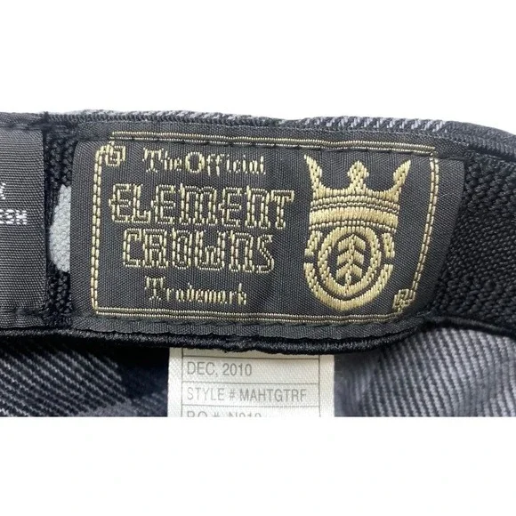 Element Skateboarding Flex Fit Hat Baseball Cap Skate Grunge Black/Grey Check - Picture 7 of 9